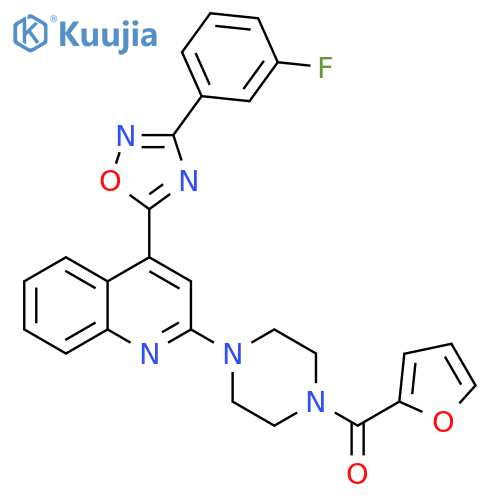 4-[3-(3-fluorophenyl)-1,2,4-oxadiazol-5-yl]-2-[4-(furan-2-carbonyl)piperazin-1-yl]quinoline structure