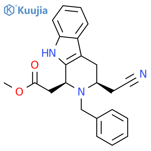 1H-Pyrido[3,4-b]indole-1-acetic acid, 3-(cyanomethyl)-2,3,4,9-tetrahydro-2-(phenylmethyl)-, methyl ester, (1S-cis)- structure