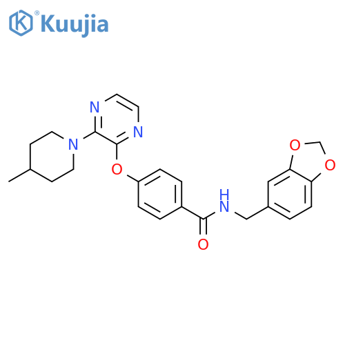 N-[(2H-1,3-benzodioxol-5-yl)methyl]-4-{[3-(4-methylpiperidin-1-yl)pyrazin-2-yl]oxy}benzamide structure