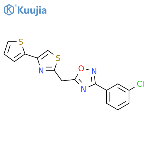 3-(3-chlorophenyl)-5-{[4-(thiophen-2-yl)-1,3-thiazol-2-yl]methyl}-1,2,4-oxadiazole structure