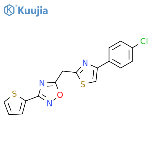 5-{[4-(4-chlorophenyl)-1,3-thiazol-2-yl]methyl}-3-(thiophen-2-yl)-1,2,4-oxadiazole structure