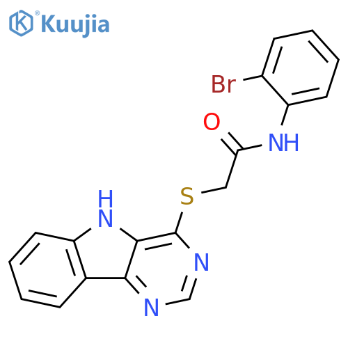 N-(2-bromophenyl)-2-{5H-pyrimido[5,4-b]indol-4-ylsulfanyl}acetamide structure