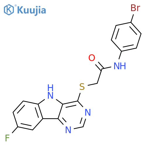 N-(4-bromophenyl)-2-({8-fluoro-5H-pyrimido[5,4-b]indol-4-yl}sulfanyl)acetamide structure