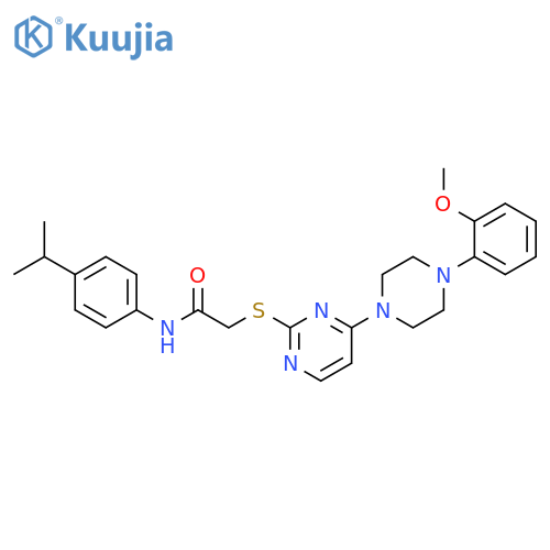 2-({4-4-(2-methoxyphenyl)piperazin-1-ylpyrimidin-2-yl}sulfanyl)-N-4-(propan-2-yl)phenylacetamide structure
