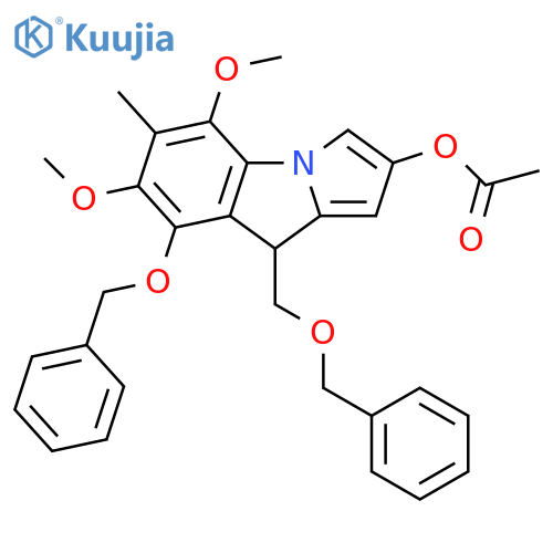 9H-Pyrrolo[1,2-a]indol-2-ol, 5,7-dimethoxy-6-methyl-8-(phenylmethoxy)-9-[(phenylmethoxy)methyl]-, 2-acetate structure
