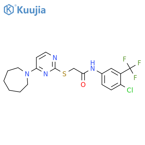 2-{4-(azepan-1-yl)pyrimidin-2-ylsulfanyl}-N-4-chloro-3-(trifluoromethyl)phenylacetamide structure