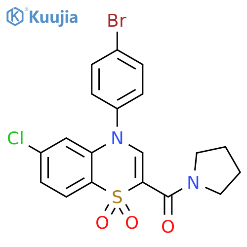 4-(4-bromophenyl)-6-chloro-2-(pyrrolidine-1-carbonyl)-4H-1lambda6,4-benzothiazine-1,1-dione structure