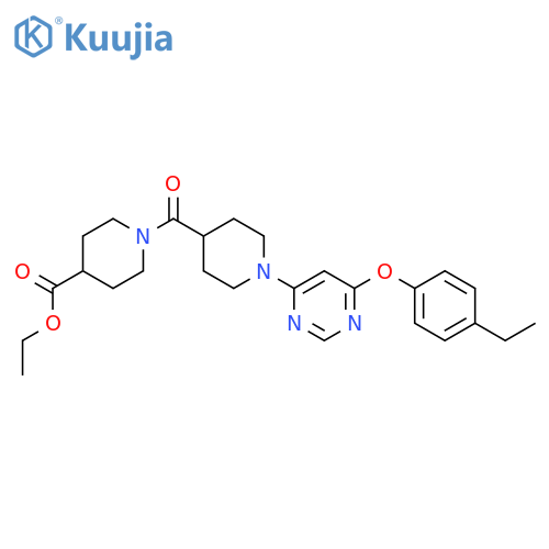ethyl 1-{1-[6-(4-ethylphenoxy)pyrimidin-4-yl]piperidine-4-carbonyl}piperidine-4-carboxylate structure