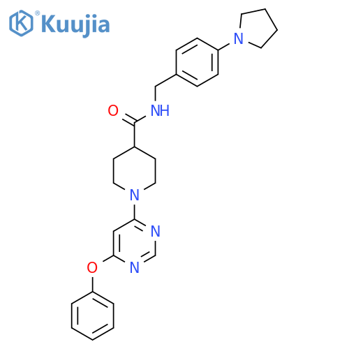 1-(6-phenoxypyrimidin-4-yl)-N-{4-(pyrrolidin-1-yl)phenylmethyl}piperidine-4-carboxamide structure