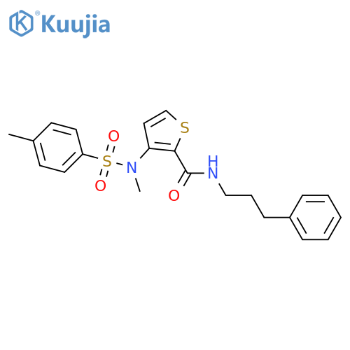3-(N-methyl4-methylbenzenesulfonamido)-N-(3-phenylpropyl)thiophene-2-carboxamide structure