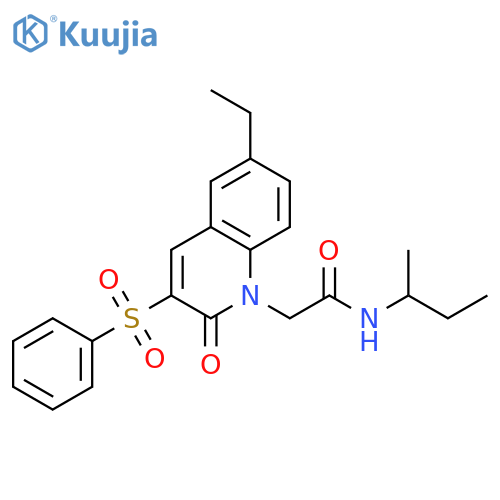 2-[3-(benzenesulfonyl)-6-ethyl-2-oxo-1,2-dihydroquinolin-1-yl]-N-(butan-2-yl)acetamide structure
