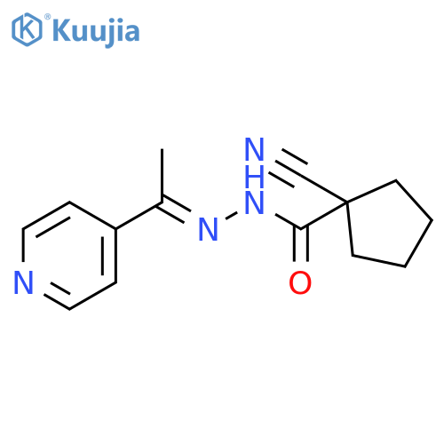 Cyclopentanecarboxylic acid, 1-cyano-, [1-(4-pyridinyl)ethylidene]hydrazide structure