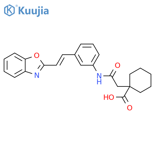 Cyclohexanecarboxylic acid, 1-[2-[[3-[2-(2-benzoxazolyl)ethenyl]phenyl]amino]-2-oxoethyl]-, (E)- (9CI) structure