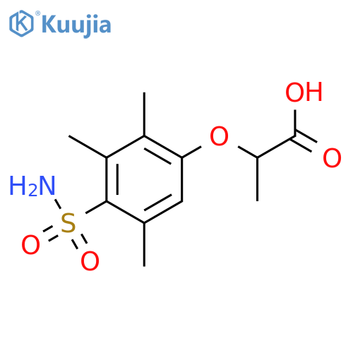 Propanoic acid, 2-[4-(aminosulfonyl)-2,3,5-trimethylphenoxy]- structure