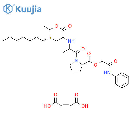 L-Proline, N-[(1R)-2-ethoxy-1-[(heptylthio)methyl]-2-oxoethyl]-L-alanyl-, 2-oxo-2-(phenylamino)ethyl ester, (2Z)-2-butenedioate (1:1) (9CI) structure