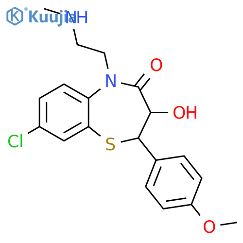 1,5-Benzothiazepin-4(5H)-one, 8-chloro-2,3-dihydro-3-hydroxy-2-(4-methoxyphenyl)-5-[2-(methylamino)ethyl]- structure