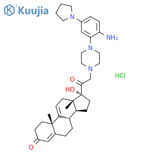 Pregna-4,9(11)-diene-3,20-dione, 21-[4-[2-amino-5-(1-pyrrolidinyl)phenyl]-1-piperazinyl]-17-hydroxy-, hydrochloride structure