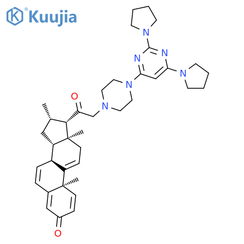 Pregna-1,4,6,9(11)-tetraene-3,20-dione, 21-[4-(2,6-di-1-pyrrolidinyl-4-pyrimidinyl)-1-piperazinyl]-16-methyl-, (16b)- structure