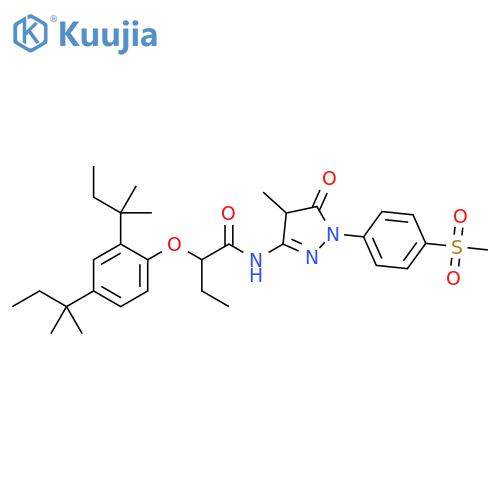 Butanamide,2-[2,4-bis(1,1-dimethylpropyl)phenoxy]-N-[4,5-dihydro-4-methyl-1-[4-(methylsulfonyl)phenyl]-5-oxo-1H-pyrazol-3-yl]- structure