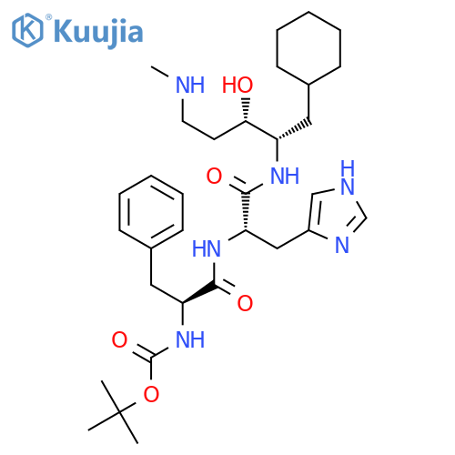 L-threo-Pentitol, 1-cyclohexyl-1,2,4,5-tetradeoxy-2-[[N-[N-[(1,1-dimethylethoxy)carbonyl]- L-phenylalanyl]-L-histidyl]amino]-5-(methylamino)- structure