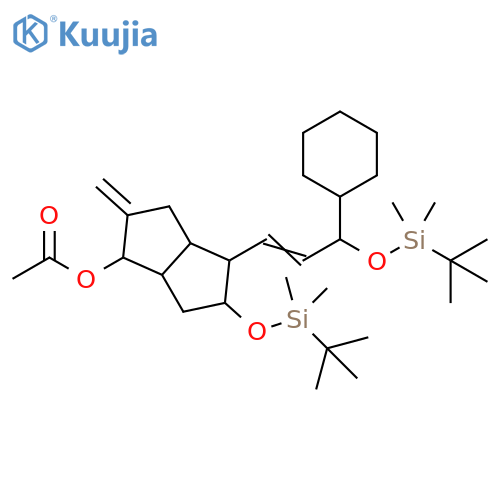 1-Pentalenol, 4-[3-cyclohexyl-3-[[(1,1-dimethylethyl)dimethylsilyl]oxy]-1-propen-1-yl]-5-[[(1,1-dimethylethyl)dimethylsilyl]oxy]octahydro-2-methylene-, 1-acetate structure