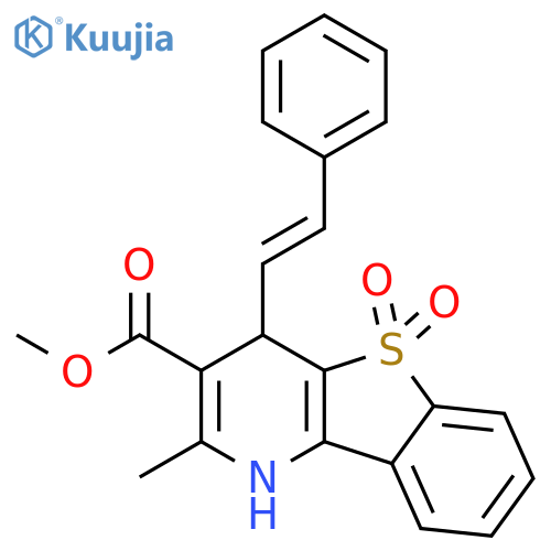 [1]Benzothieno[3,2-b]pyridine-3-carboxylic acid, 1,4-dihydro-2-methyl-4-(2-phenylethenyl)-, methyl ester, 5,5-dioxide structure