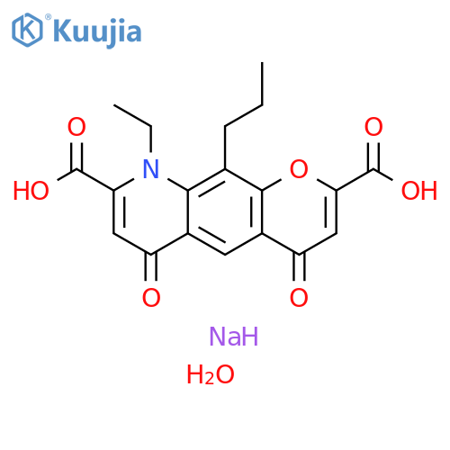 4H-Pyrano[3,2-g]quinoline-2,8-dicarboxylic acid, 9-ethyl-6,9-dihydro-4,6-dioxo-10-propyl-, sodium salt, hydrate (1:2:3) structure