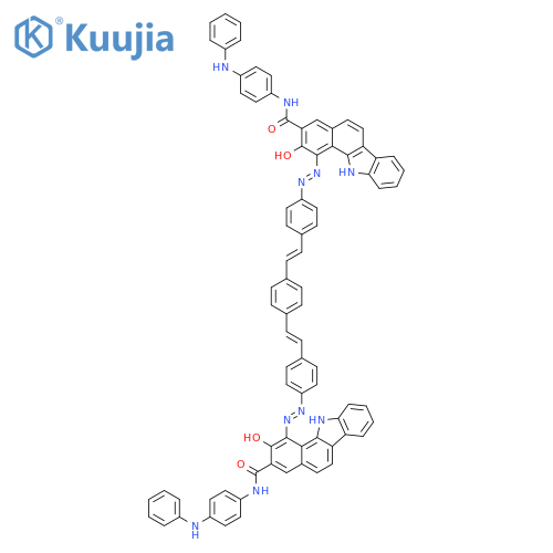 11H-Benzo[a]carbazole-3-carboxamide, 1,1'-[1,4-phenylenebis(2,1-ethenediyl-4,1-phenyleneazo)]bis[2-hydroxy- N-[4-(phenylamino)phenyl]- structure