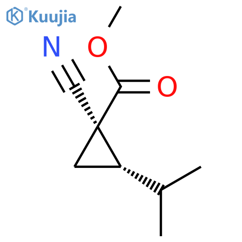 Cyclopropanecarboxylic acid, 1-cyano-2-(1-methylethyl)-, methyl ester, trans- (9CI) structure