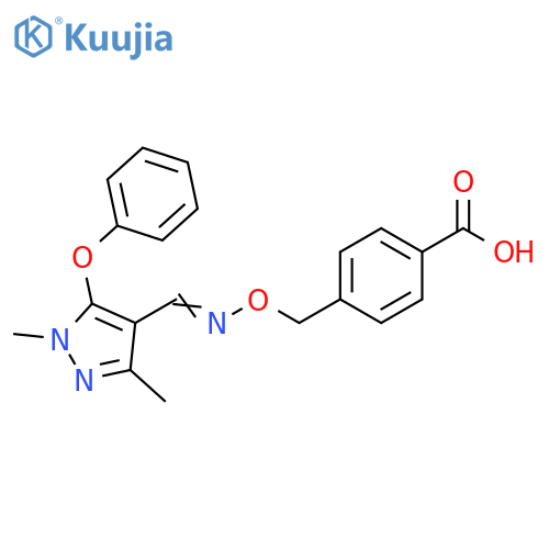 4-(1,3-Dimethyl-5-phenoxy-1H-pyrazol-4-yl)methyleneaminooxymethylbenzoic Acid structure