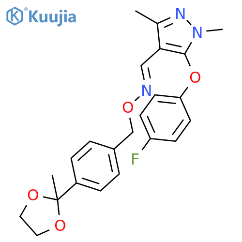 1H-Pyrazole-4-carboxaldehyde, 5-(4-fluorophenoxy)-1,3-dimethyl-, O-[[4-(2-methyl-1,3-dioxolan-2-yl)phenyl]methyl]oxime structure