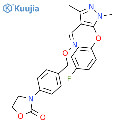 1H-Pyrazole-4-carboxaldehyde, 5-(4-fluorophenoxy)-1,3-dimethyl-, O-[[4-(2-oxo-3-oxazolidinyl)phenyl]methyl]oxime structure