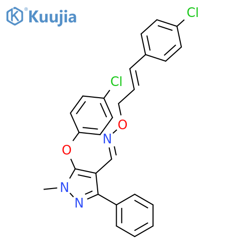 1H-Pyrazole-4-carboxaldehyde, 5-(4-chlorophenoxy)-1-methyl-3-phenyl-, O-[3-(4-chlorophenyl)-2-propenyl]oxime structure