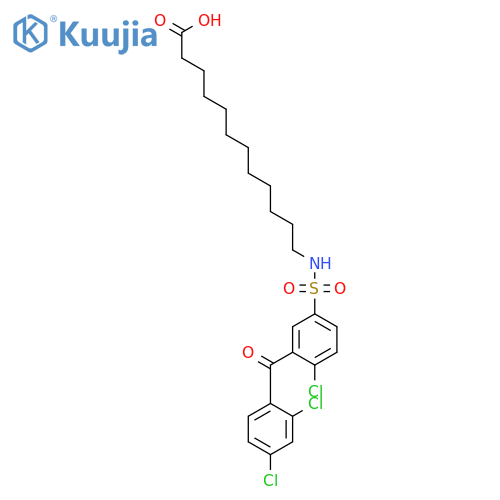 Dodecanoic acid, 12-[[[4-chloro-3-(2,4-dichlorobenzoyl)phenyl]sulfonyl]amino]- structure