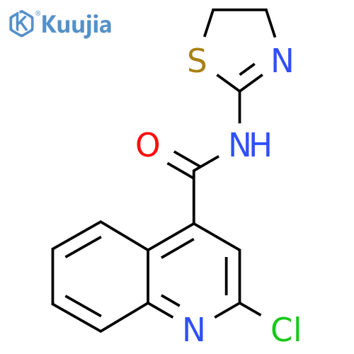 2-chloro-N-(4,5-dihydro-1,3-thiazol-2-yl)quinoline-4-carboxamide structure