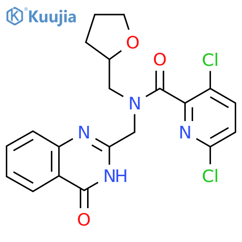 3,6-Dichloro-N-(oxolan-2-ylmethyl)-N-[(4-oxo-3H-quinazolin-2-yl)methyl]pyridine-2-carboxamide structure