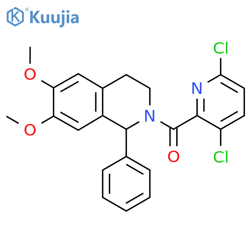 2-(3,6-Dichloropyridine-2-carbonyl)-6,7-dimethoxy-1-phenyl-1,2,3,4-tetrahydroisoquinoline structure
