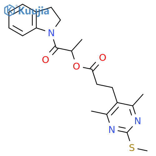 1-(2,3-dihydro-1H-indol-1-yl)-1-oxopropan-2-yl 3-[4,6-dimethyl-2-(methylsulfanyl)pyrimidin-5-yl]propanoate structure
