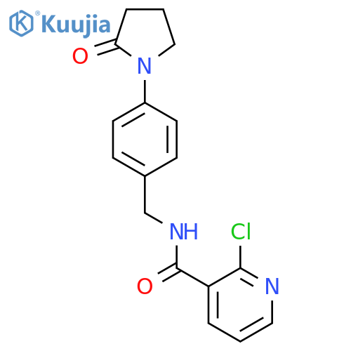 2-chloro-N-{[4-(2-oxopyrrolidin-1-yl)phenyl]methyl}pyridine-3-carboxamide structure