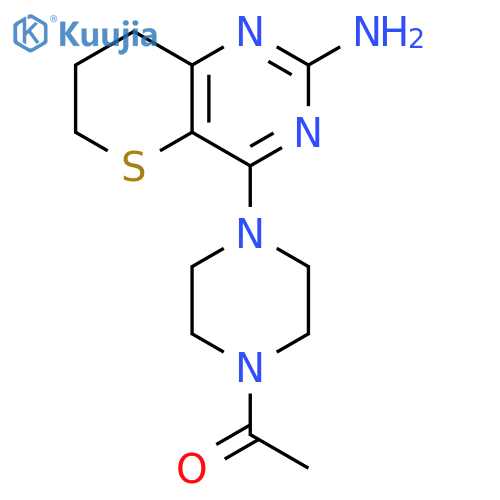 Piperazine, 1-acetyl-4-(2-amino-7,8-dihydro-6H-thiopyrano[3,2-d]pyrimidin-4-yl)- structure