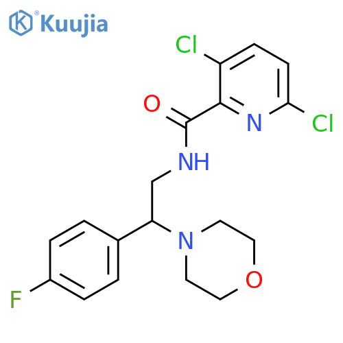 3,6-dichloro-N-[2-(4-fluorophenyl)-2-(morpholin-4-yl)ethyl]pyridine-2-carboxamide structure