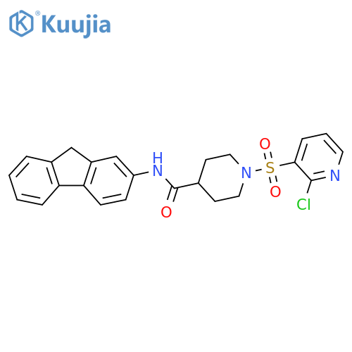 1-[(2-chloropyridin-3-yl)sulfonyl]-N-(9H-fluoren-2-yl)piperidine-4-carboxamide structure