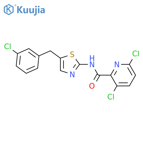 3,6-dichloro-N-{5-[(3-chlorophenyl)methyl]-1,3-thiazol-2-yl}pyridine-2-carboxamide structure