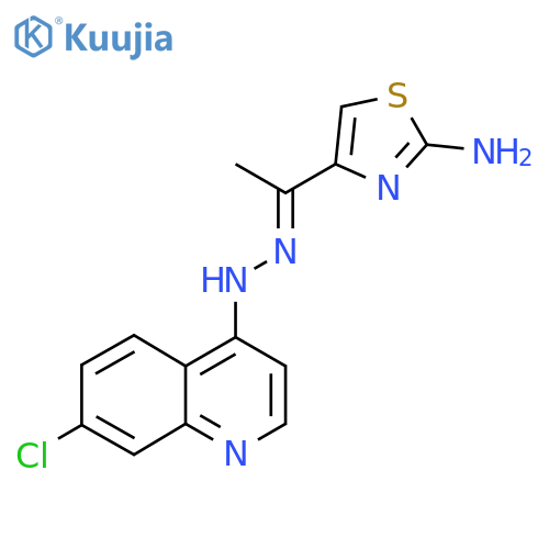4-{1-[2-(7-Chloroquinolin-4-yl)hydrazin-1-ylidene]ethyl}-1,3-thiazol-2-amine structure