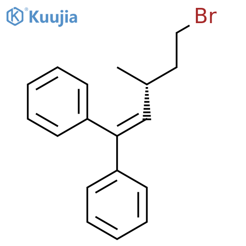 (R)-(5-bromo-3-methylpent-1-ene-1,1-diyl)dibenzene structure
