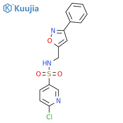 6-chloro-N-[(3-phenyl-1,2-oxazol-5-yl)methyl]pyridine-3-sulfonamide structure