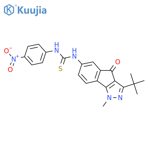 1-(3-tert-butyl-1-methyl-4-oxoindeno[1,2-c]pyrazol-6-yl)-3-(4-nitrophenyl)thiourea structure