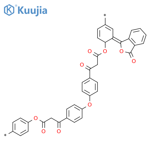 Poly[(3-oxo-1(3H)-isobenzofuranylidene)-1,4-phenyleneoxy(1,3-dioxo-1,3-propanediyl)-1,4-phenyleneoxy-1,4-phenylene(1,3-dioxo-1,3-propanediyl)oxy-1,4-phenylene] structure
