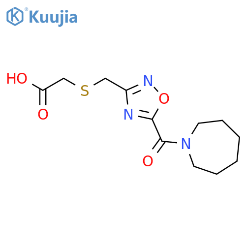 ({5-(Azepan-1-ylcarbonyl)-1,2,4-oxadiazol-3-yl-methyl}thio)acetic acid structure