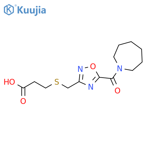 3-({5-(Azepan-1-ylcarbonyl)-1,2,4-oxadiazol-3-ylmethyl}thio)propanoic acid structure